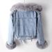 Clothing Fox Rabbit Fur Er Denim Women's Short Top Party Jacket_mkmklike.com