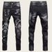 Men's Distressed Black Grey Slim Fit Jeans – Ripped & Washed Denim Pants With Stretch Comfort_mkmklike.com