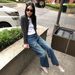 Women’s Clothing New Retro Slim Hip 076H Blue Washed Denim Loose Straight Jeans Female 3072_mkmklike.com