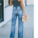 Women's Clothing Mid Waist Straight Leg Mopping Floor Washing Ripped And Torn Denim Trousers_mkmklike.com