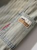 Men's Plus Size Retro Distressed Denim Shorts Washed Trendy Loose Straight Leg Five Point Mid Length_mkmklike.com