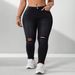 Women's Stretchy Slim Fit Straight Leg Jeans Washed Distressed Frayed Hem Versatile Casual Denim Jeans_mkmklike.com