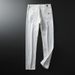 Light Luxury Embroidered Denim Trousers for Men High End Slim Fit Straight Leg Stretchy Black Thick Tapered White_mkmklike.com