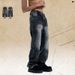 American Jeans Unisex Washed Vintage Loose Wide Leg Straight Trendy High Street Pants_mkmklike.com