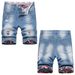 "Men's Distressed Denim Shorts – Vintage Washed Five-Pocket Streetwear With Mid Waist Comfort (Sizes 28-42, Blue/Black)"_mkmklike.com