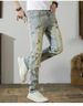 Premium Vintage Washed Jeans – Distressed Splatter Paint & Patchwork (Slim Straight Fit, Mid-Rise, Stretch Denim, 28-38, Hand-Painted Details)_mkmklike.com