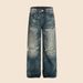 Men's Punk Distressed Washed Jeans - Vintage Wide-Leg Denim Pants With Faded & Ripped Details_mkmklike.com