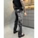 Men's Distressed Washed Denim Jeans – Relaxed Fit, Slight Flare, Vintage Streetwear (Black-Grey, Sizes 28-36)_mkmklike.com