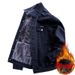 Pulse Pulse Men's Denim Jacket With Multiple Pockets, Versatile, Winter Fleece-Lined, Thickened, Wear-Resistant, Loose Fit, European_mkmklike.com