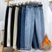 Women's High Waist Flared Jeans With Fleece Lining, Loose Fit Straight Leg, Slimming & Warm, Petite & Plus Size, Nine-Length, Retro Dad Pants_mkmklike.com