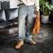 Men's Slim Fit Denim Jeans With Ripped Patches Heavy-Duty Hot Diamond Printing Trendy Vintage High Street Style Mid Waist Zipper Fly_mkmklike.com