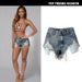 Women's Clothing Women's Slim High Waist Worn Irregular Leaky Pockets Tassel Snowflake Nostalgic Denim Shorts_mkmklike.com