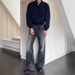 Men's Clothing New Style Flat Replacement Flared Jeans High Street Distressed Cleanfit Casual Trousers_mkmklike.com