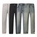 Men's Clothing Fleece Lined Stretch Jeans Autumn Winter Thick Solid Color Slim Fit Straight Leg Pants Basic Style Archer0603_mkmklike.com