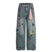 Unique Design Patch Embroidery Cargo Jeans Men's Punk Vintage Washed Loose Straight Long Pants_mkmklike.com