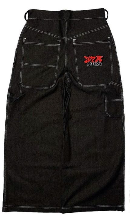Men's Clothing Y2K Gothic Streetwear Jeans For Men – Baggy Straight-Leg Denim Pants With Distressed Wash & Graphic Prints (S-XXL, Hip-Hop Cargo Fit)_mkmklike.com