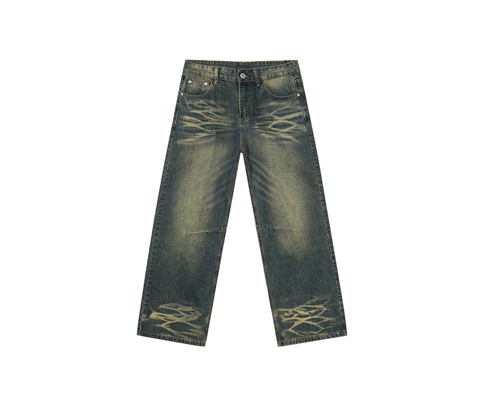 EF JEANS | 2025 New American Retro Old Water Ripple Design Stylish Straight Jeans Casual Pants_mkmklike.com