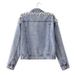 Women's Embroidered Denim Jacket With Beads & Pearls – Oversized Casual Coat, Comfortable & Stylish, S-5XL (Black/Blue)_mkmklike.com