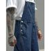 Men's Loose Fit Overalls Streetwear Long Pants Washed Denim Multiple Pockets_mkmklike.com