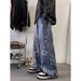 Graffiti Jeans Boys 2026 Spring Street Hip Hop Loose Straight Design Sense Trousers High Street Ruffian Handsome Pants_mkmklike.com