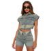 Women's Stretch Denim Two-Piece Set - Fashion Matching Outfit, Casual Leisure Suit_mkmklike.com