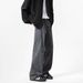 Men's Washed Pocket Cargo Jeans Straight Leg Loose Fit Wide Leg High Street Style Trendy Versatile Casual Trousers_mkmklike.com