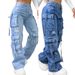 High-Waisted Utility Denim Pants – Oversized Cargo Jeans With Multi-Pockets (Straight-Leg Workwear For Women)_mkmklike.com