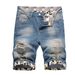 In Stock 2023 Summer New Ripped Men's Five-Point Denim Shorts Trendy Personality Straight Mid-Waist Pants_mkmklike.com