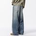 American Style Washed Simple Jeans For Men High-End Cool Street Fashion Loose Casual Straight Long Pants_mkmklike.com