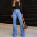 Women’s Clothing spring and summer new patchwork jeans women's slim fit stretch flared pants_mkmklike.com