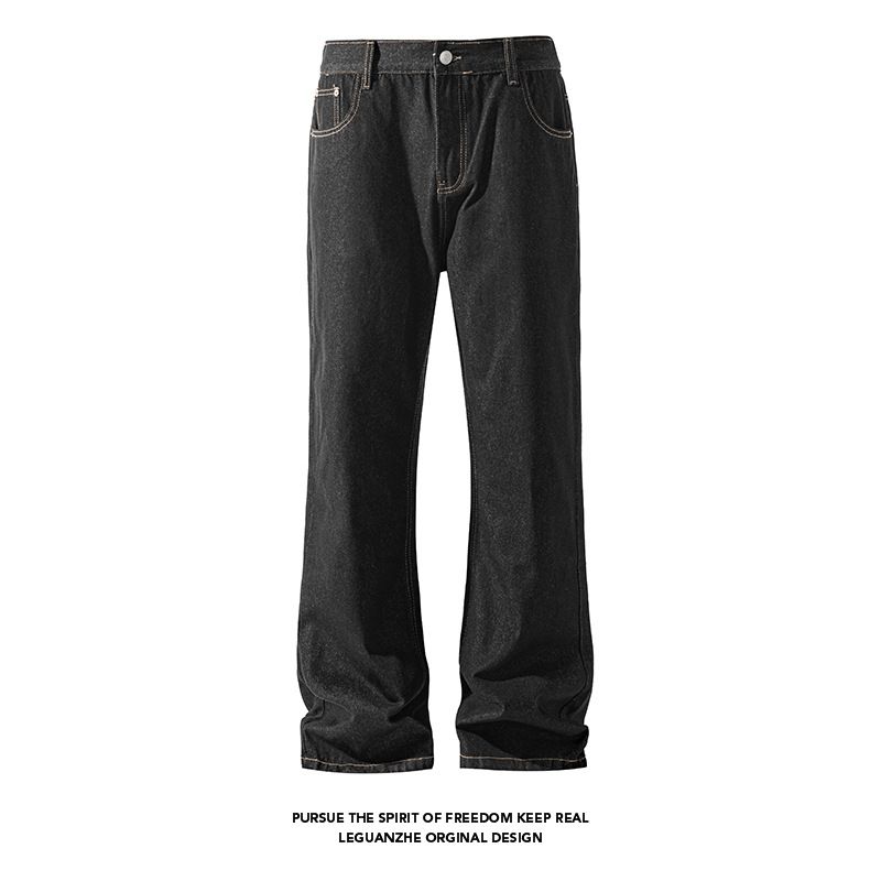 American Retro Raw Denim Jeans For Men, New Autumn Trendy Plus-size Slim-fit Cleanfit Flared Pants_mkmklike.com