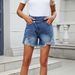 Women's Clothing Summer Washed Irregular Denim Raw Edge Shorts_mkmklike.com