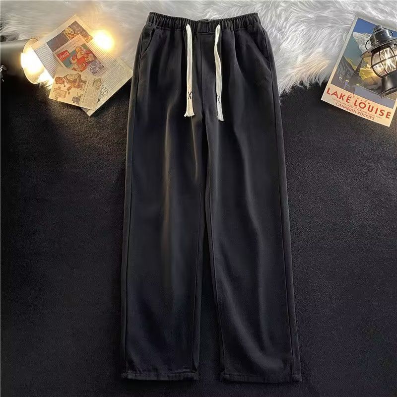 Men's Wide Leg Jeans Elastic Waist Floor Length Loose Straight Trousers Southeast Asian Fashion Men's Clothing_mkmklike.com