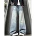 Men's High-Waisted Slim Fit Straight Leg Jeans Retro Vibe Slightly Flared Gradient Black Pants For Spring Autumn High Street Style_mkmklike.com