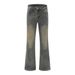 American High Street Washed Vintage Denim Flared Men Loose Wide Leg Long Basic Casual Floor-Length Pants_mkmklike.com