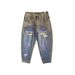 Men's Heavyweight Retro Ripped Patched Jeans Casual Straight Leg Loose Tapered Pants Autumn Fashion_mkmklike.com
