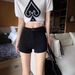 Women's High Waist Slimming Denim Shorts Spring 2025 Style Black Bodycon Elastic Hot Pants_mkmklike.com