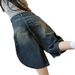 Retro Washed Denim Shorts for Women Summer Thin High-Waisted Loose Slimming plus Size Cropped Wide Leg Pants_mkmklike.com