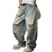 Men's Clothing High End Trendy Embroidered Distressed Casual Jeans Loose Fit Wide Leg Pants Curved Blade Cool And Versatile Niche_mkmklike.com