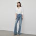 Premium High-Waisted Flared Jeans For Women – Vintage Washed Denim With Raw Hem (Blue/Black, Stretch Comfort Fit)_mkmklike.com