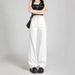 Narrow Straight-leg White Jeans For Women, 2025 Spring/summer, High-waisted Petite Pants, Casual Versatile, Japanese And_mkmklike.com