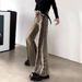 Men's Clothing Men's Distressed Maillard Brown Jeans Autumn Mountain Style Retro Niche Patchwork Slightly Flared Pants_mkmklike.com