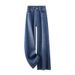 Women's High-Waisted Wide Leg Jeans Slim Fit Rhinestone Embellished Straight Leg Loose Fit Slimming Fashionable Spring Style_mkmklike.com