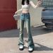 Women’s Clothing high street retro hot girl flared jeans for women high waist slim fit trendy all match bell bottom pants_mkmklike.com