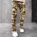 Men's Slim Straight Jeans With Stretch & Patchwork - Street Fashion Washed Denim Pants For Teens & Young Adults (Multiple Colors & Sizes)_mkmklike.com
