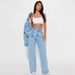 Women's High Waist Straight Leg Jeans With Heart Pocket Design - Washed Denim, Loose Fit, Comfortable & Stylish (Light Blue, S/M/L/Xl)_mkmklike.com