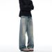 Men's New Lyocell Heavyweight Washed Straight Leg Jeans Cleanfit Simple Wide Leg Pants_mkmklike.com