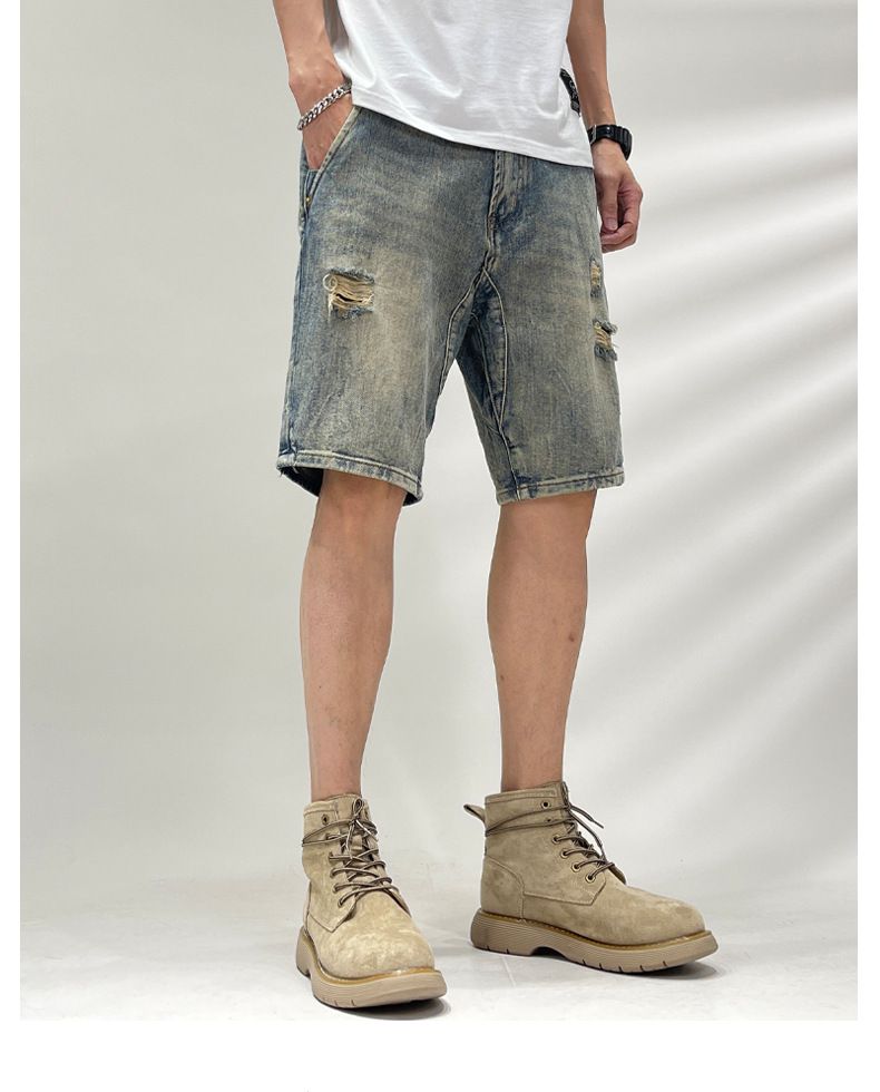Men's Summer Distressed Denim Shorts - Lightweight 5-Inch Casual Shorts With Breathable Cotton Fabric & Relaxed Fit_mkmklike.com
