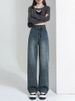 Wide-leg Pants, Vintage Straight-leg Jeans For Women, Summer Thin Style, 2023 New Model, High-waisted, Loose-fitting,_mkmklike.com