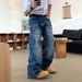 Men's Clothing American Street Retro Niche Simple Vintage-Inspired Relaxed Fit Men's Flared Jeans – Distressed Washed Denim With Retro Street Style_mkmklike.com